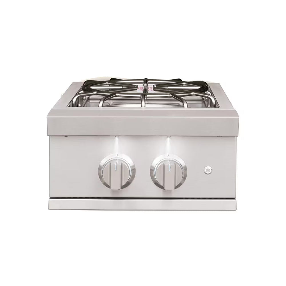 Built-in gas power burner with two front knobs and stainless control panel