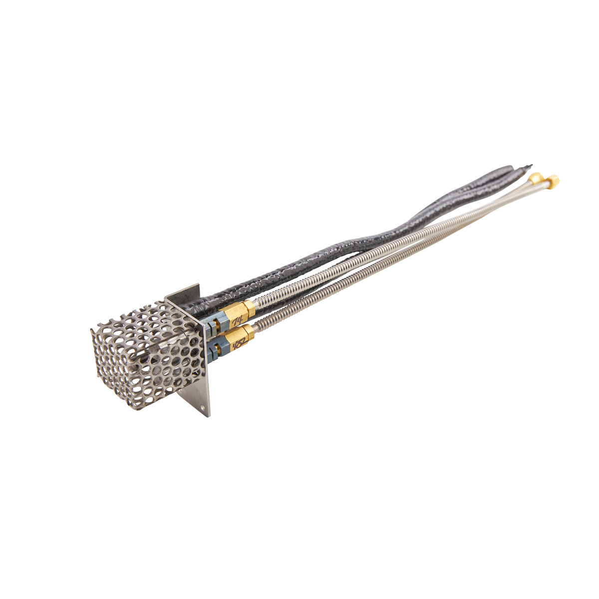 Pilot burner assembly with mesh head and insulated electrical leads