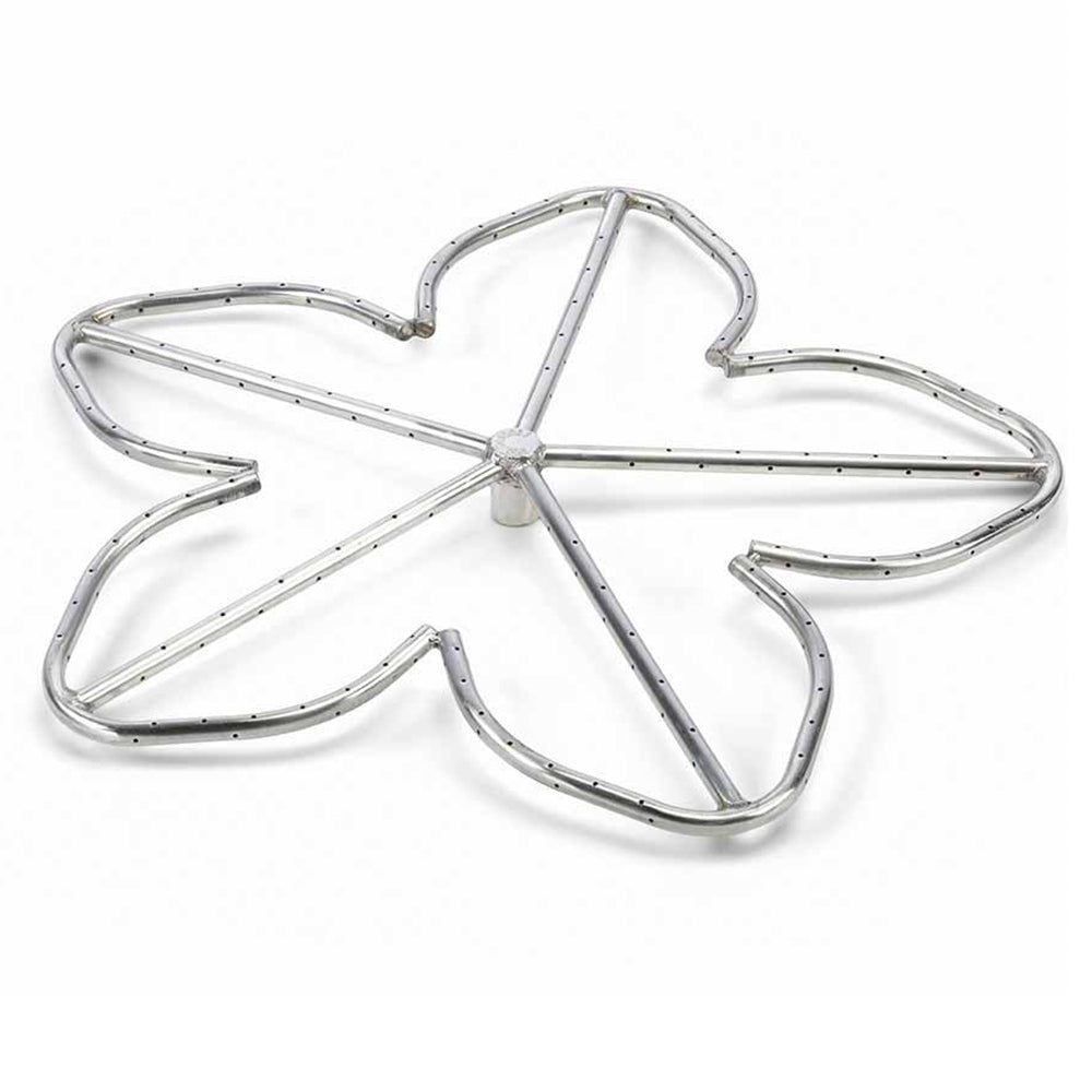 Stainless steel star-shaped fire pit burner with a chrome curved-tube design