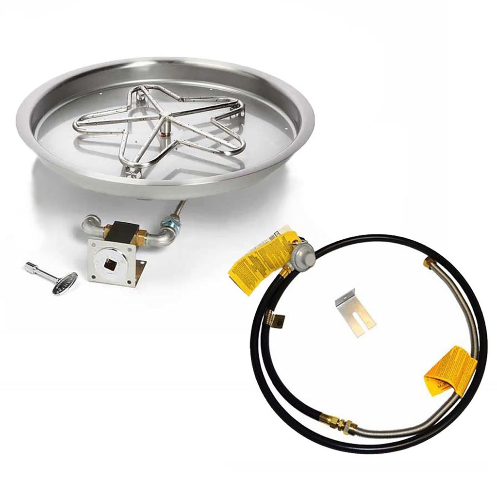 HPC Fire Penta Match Light Gas Fire Pit Kit with Round Bowl Pan and Torpedo Burner