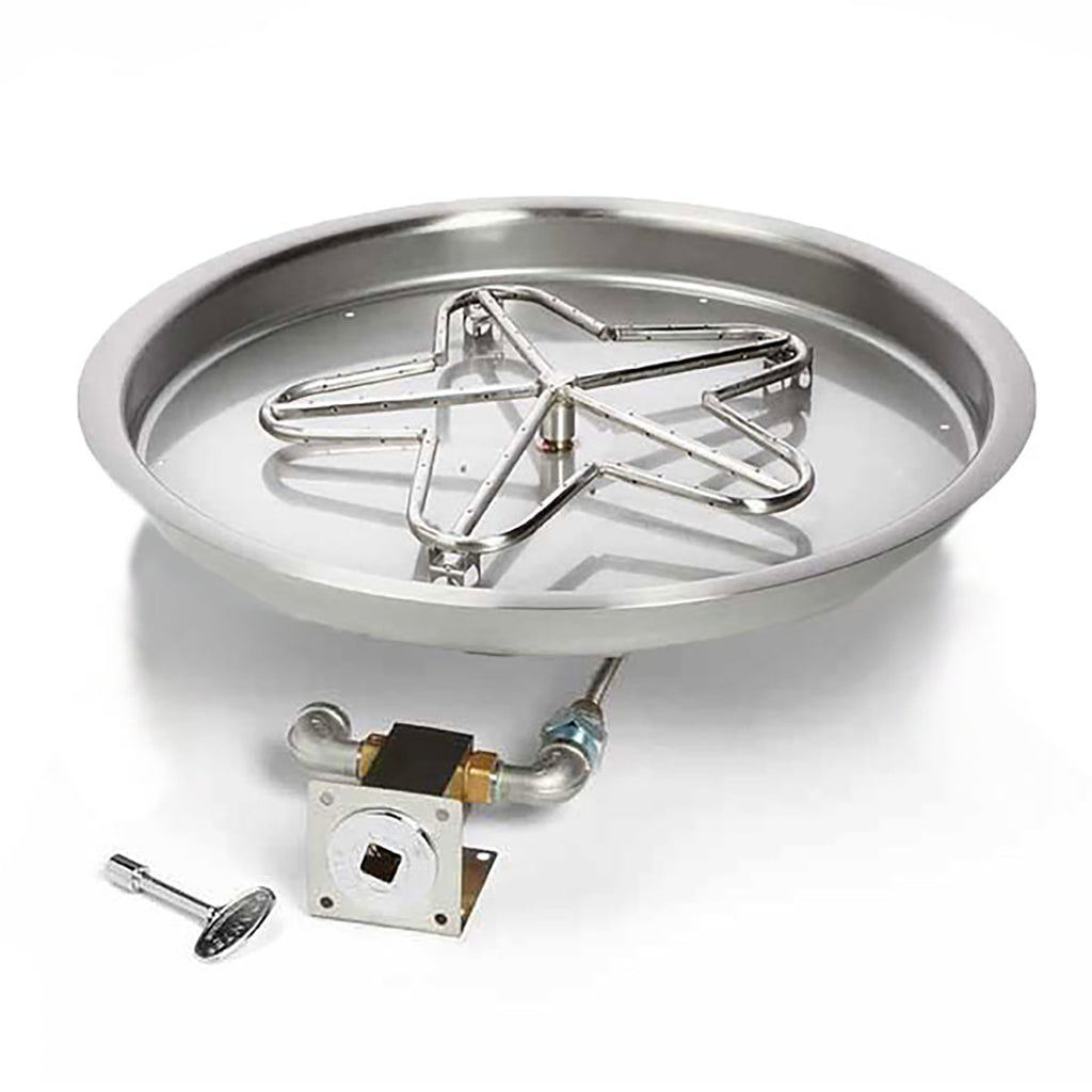 HPC Fire Penta Match Light Gas Fire Pit Kit with Round Bowl Pan and Torpedo Burner