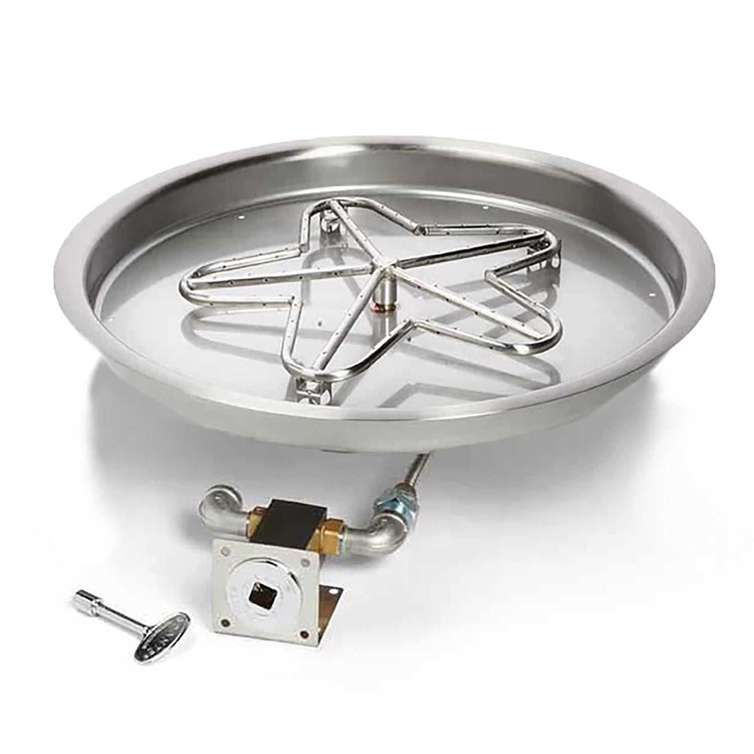 HPC Fire Penta Match Light Gas Fire Pit Kit with Round Bowl Pan and Torpedo Burner