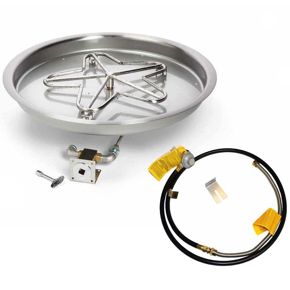 HPC Fire Penta Match Light Gas Fire Pit Kit with Round Bowl Pan and Torpedo Burner