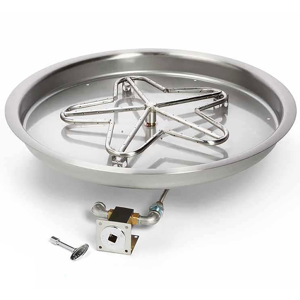 HPC Fire Penta Match Light Gas Fire Pit Kit with Round Bowl Pan and Torpedo Burner