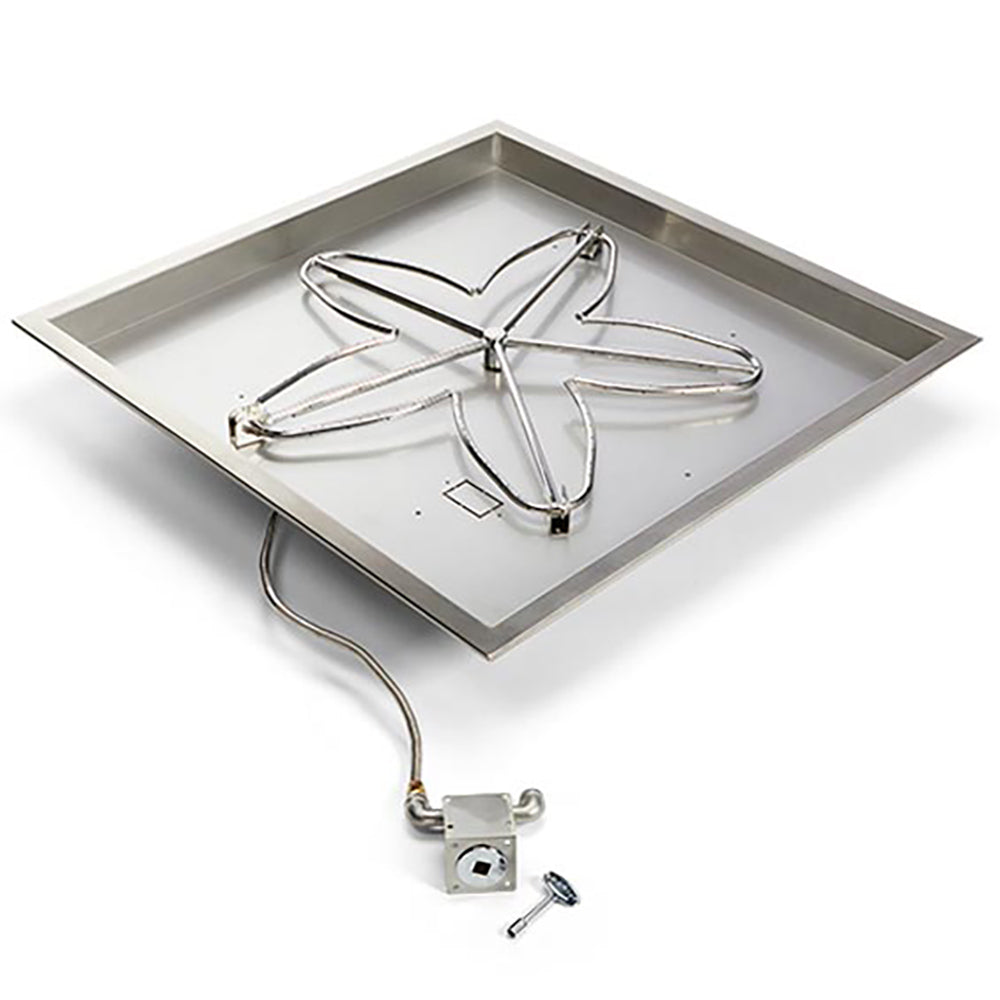 HPC Fire Penta Match Light Gas Fire Pit Kit with Square Bowl Pan and Torpedo Burner
