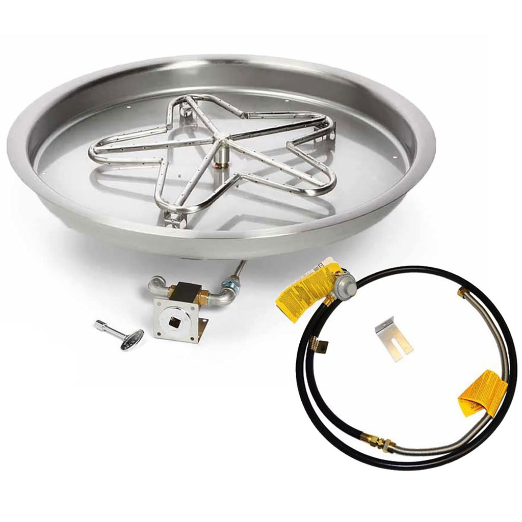 HPC Fire Penta Match Light Gas Fire Pit Kit with Round Bowl Pan and Torpedo Burner
