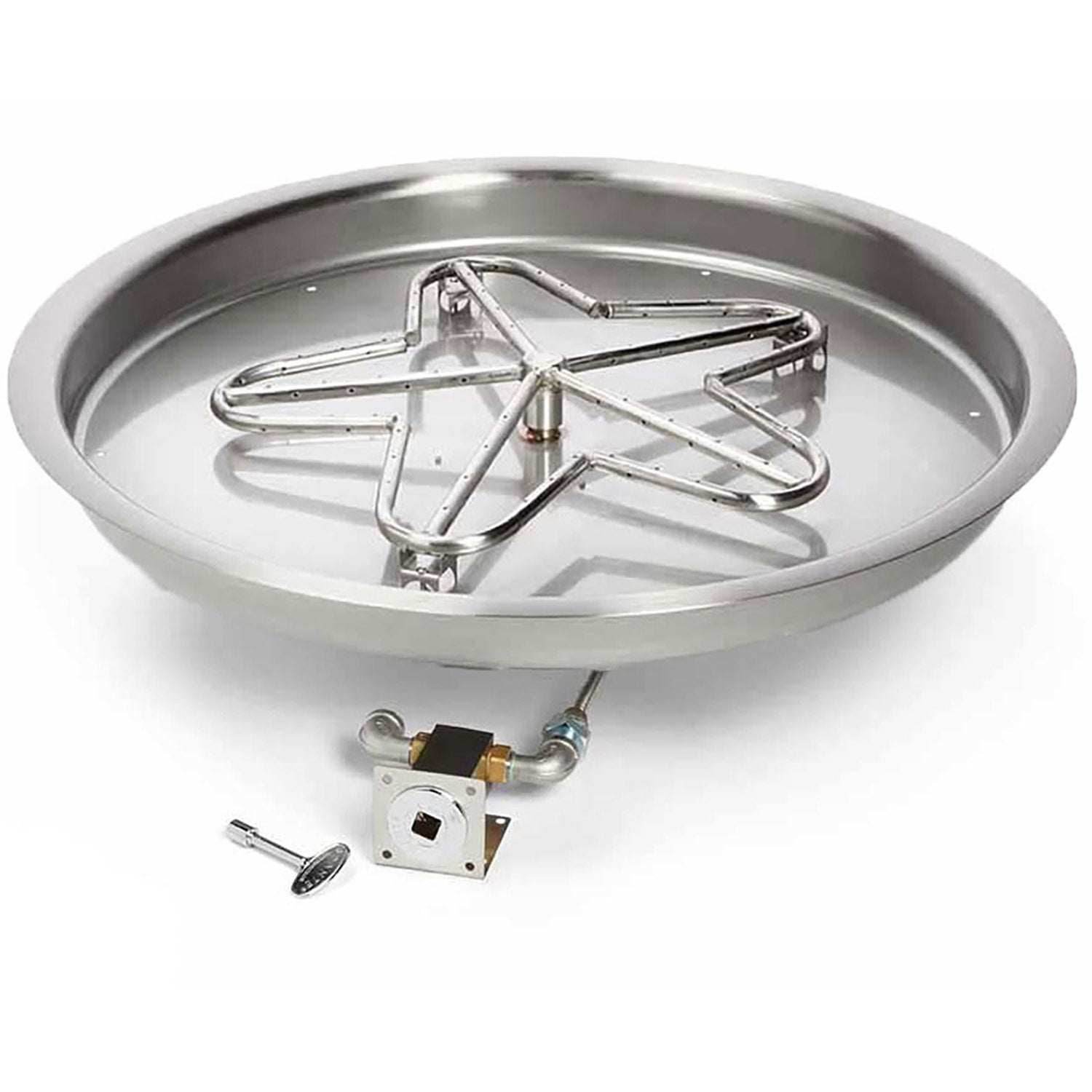 HPC Fire Penta Match Light Gas Fire Pit Kit with Round Bowl Pan and Torpedo Burner