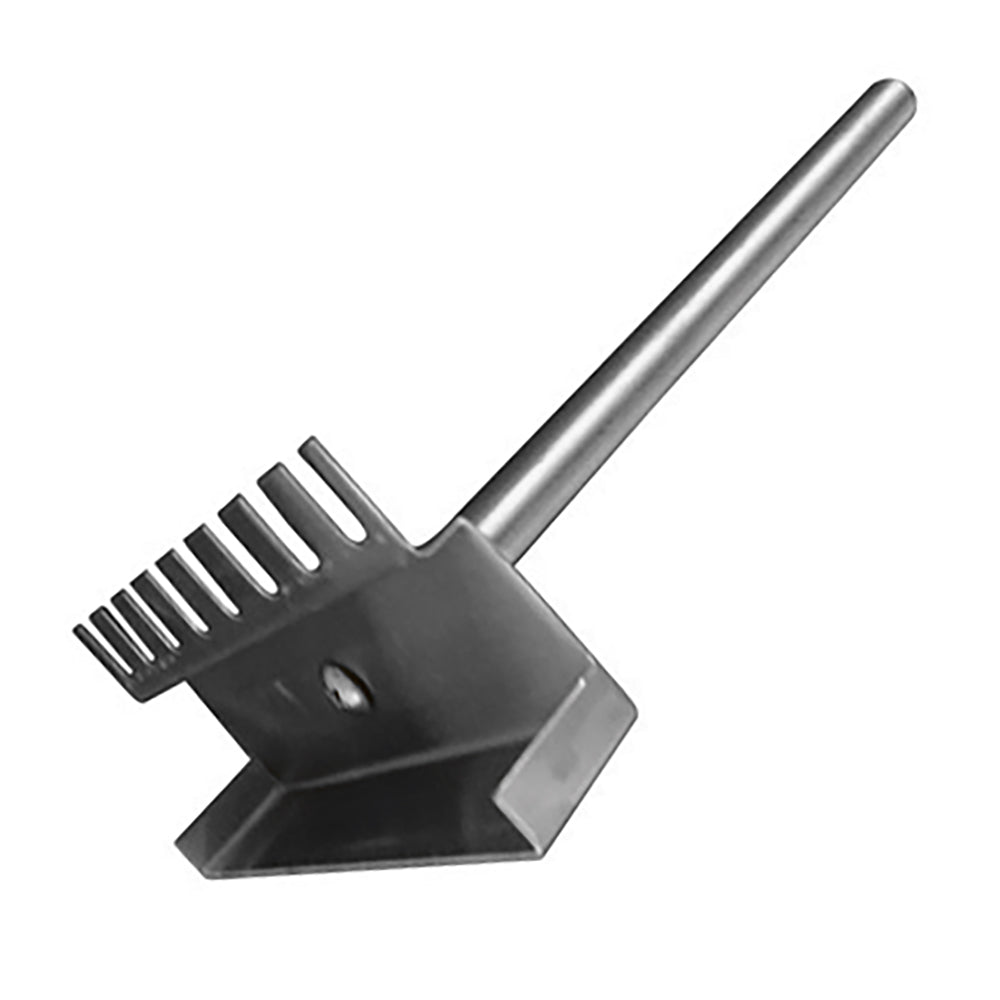 Stainless steel grill grate cleaning tool with wide scraper and comb teeth
