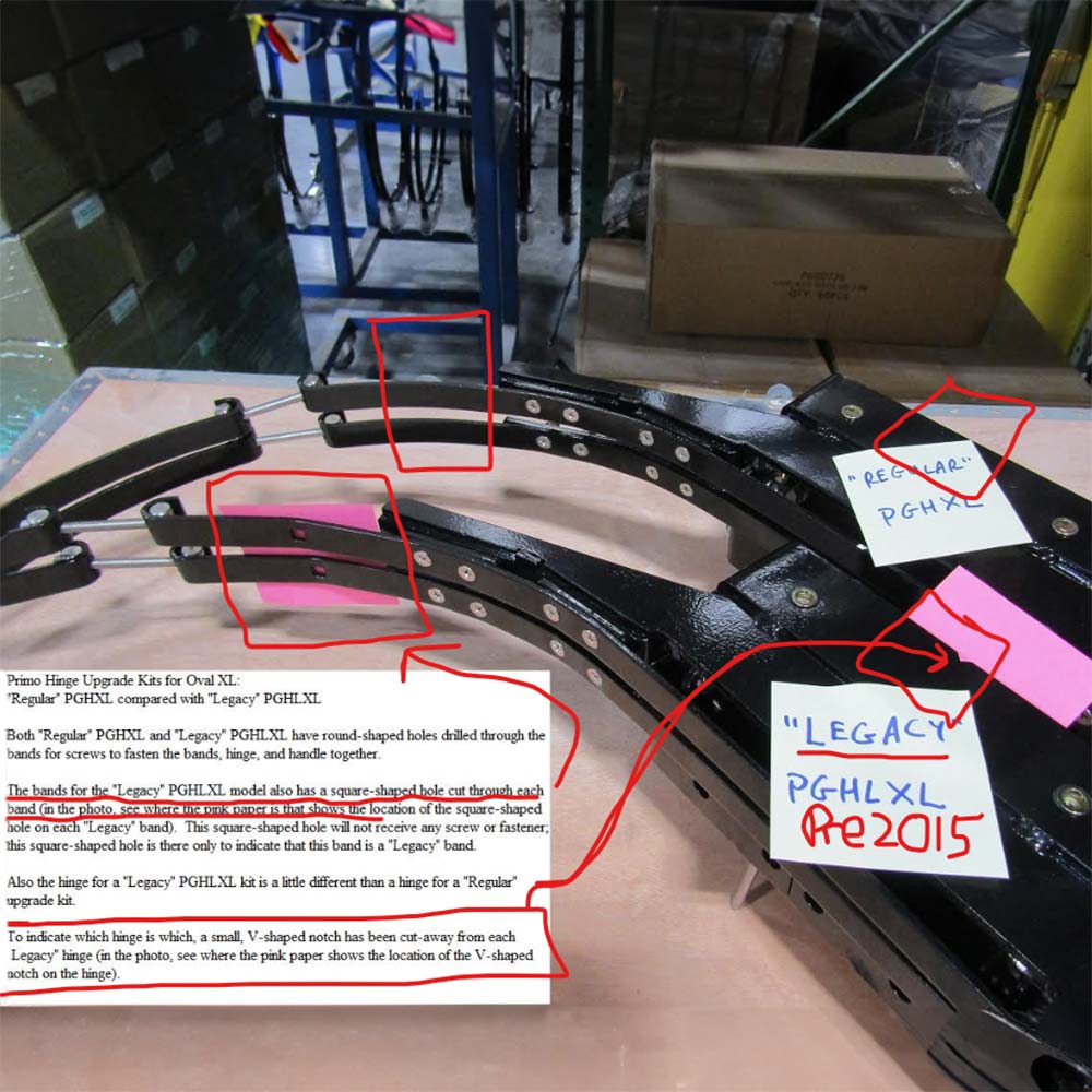 Primo Pre 2015 Easy Lift Hinge and Handle Kit for Oval XL (Old Straight Edge End Bands)