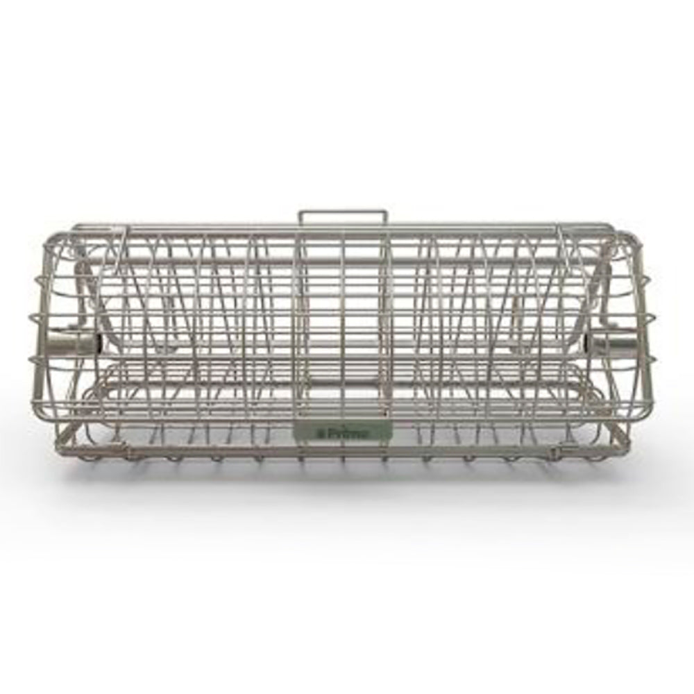 3-sided rotisserie basket, rectangular wire mesh with end loops