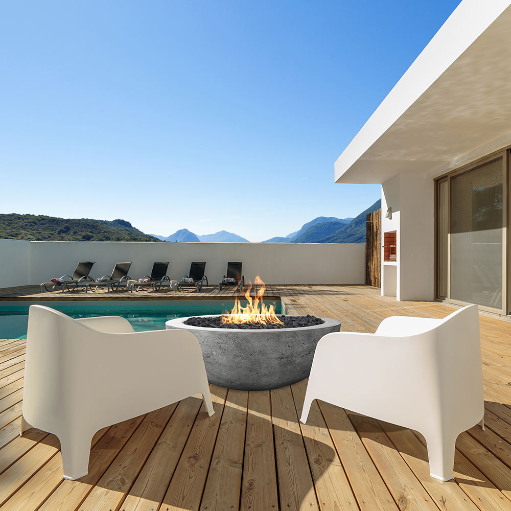 Prism Hardscapes PH-404 Moderno 4 Concrete Gas Fire Pit, 48-Inch