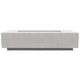 Concrete gas fire pit table with rectangular burner, white textured finish