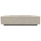 Concrete gas fire pit table with rectangular burner, beige textured finish