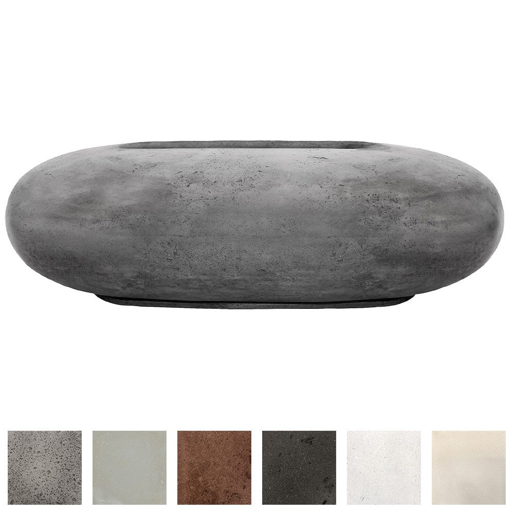 Pebble concrete gas fire pit lid, round gray textured bowl top