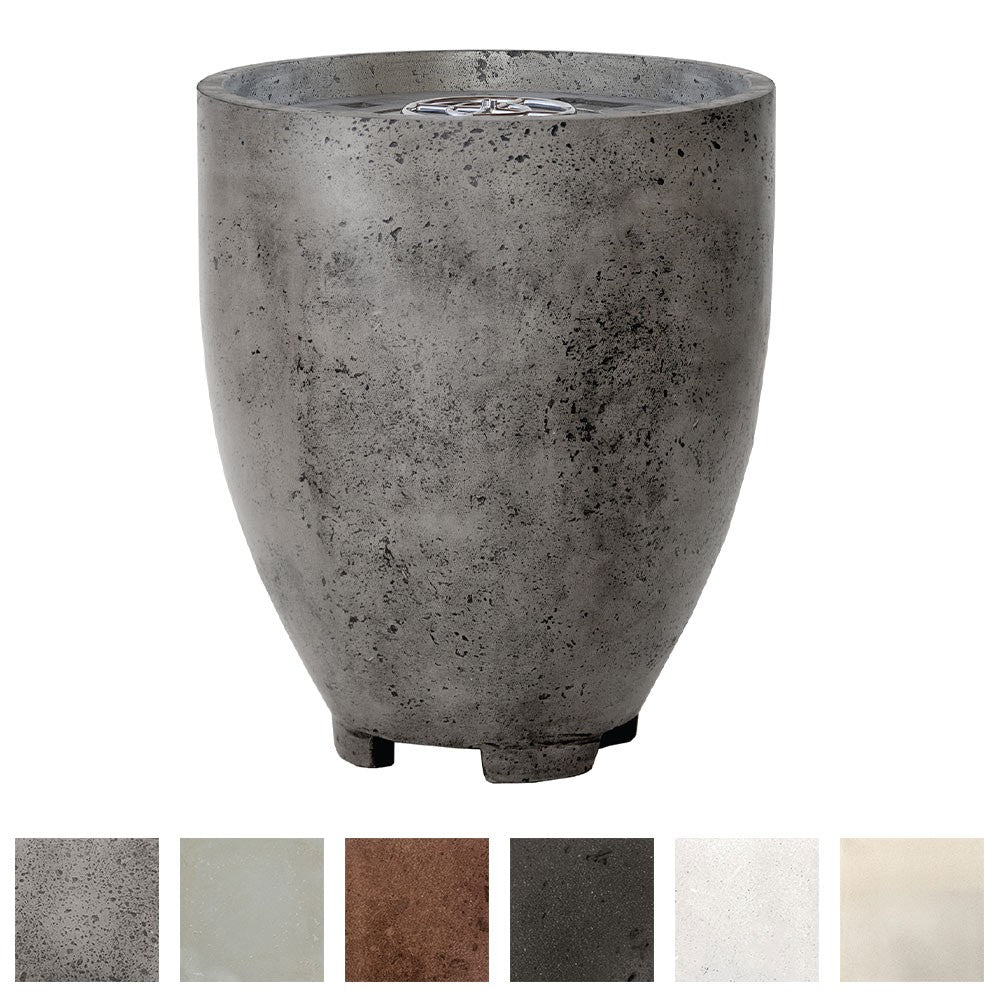 24-inch concrete gas fire pit bowl, dark speckled gray with four legs