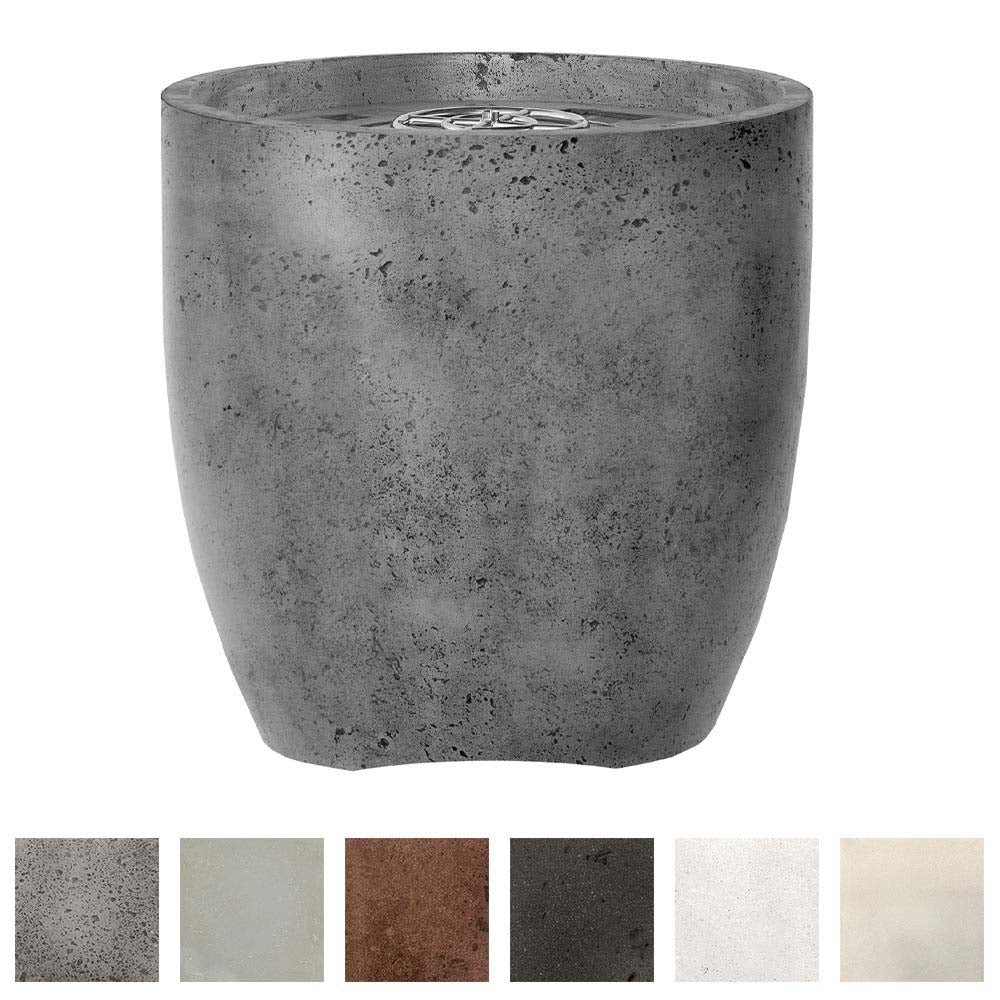 24-inch concrete gas fire pit bowl, gray with central burner opening