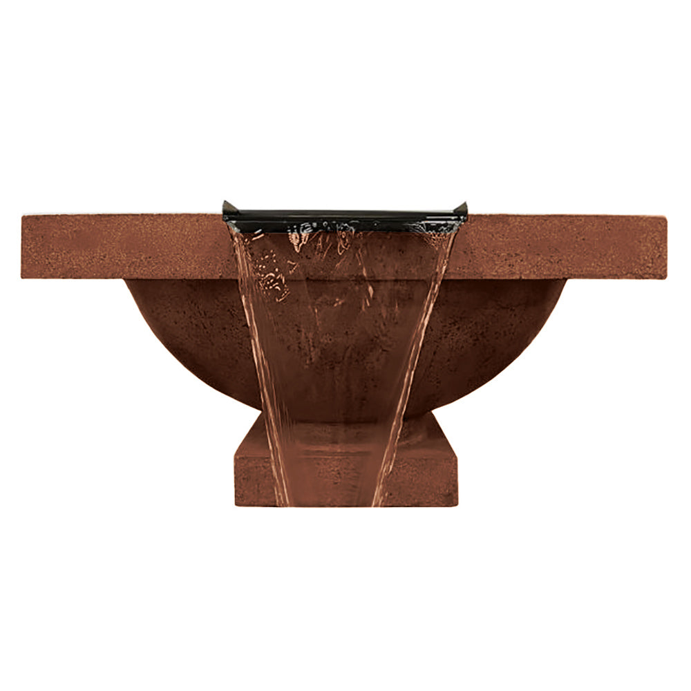 Concrete gas fire bowl with metal burner insert, cafe brown finish