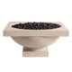 Light concrete gas fire bowl with lava rocks in the round top