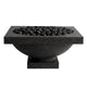 Ebony dark concrete gas fire bowl filled with black lava rocks, front view