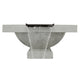 Concrete gas fire bowl with metal burner insert, pale gray finish