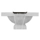 Light gray concrete gas fire bowl with open top and dark rim