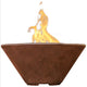 Cafe concrete gas fire bowl with open flame and triangular bowl shape