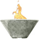 Ultra White concrete gas fire bowl with open flame and triangular bowl shape