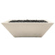 Taupe concrete gas fire bowl with lava rock fire bed