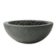 Prism Hardscapes Moderno concrete gas fire bowl, 29-inch, dark gray, filled with lava rock