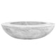 Concrete gas fire pit bowl in white with recessed burner opening