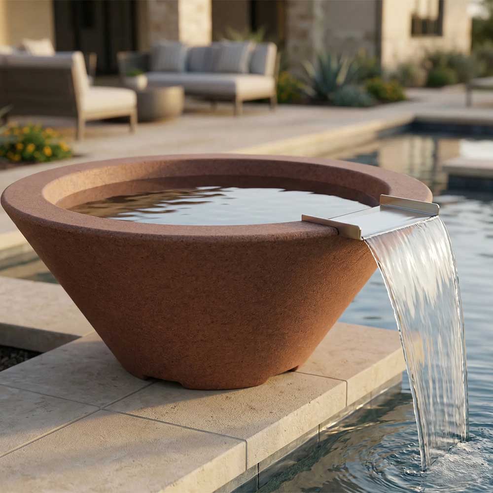 Prism Hardscapes Verona Small Concrete Gas Fire and Water Bowl, 24-Inch