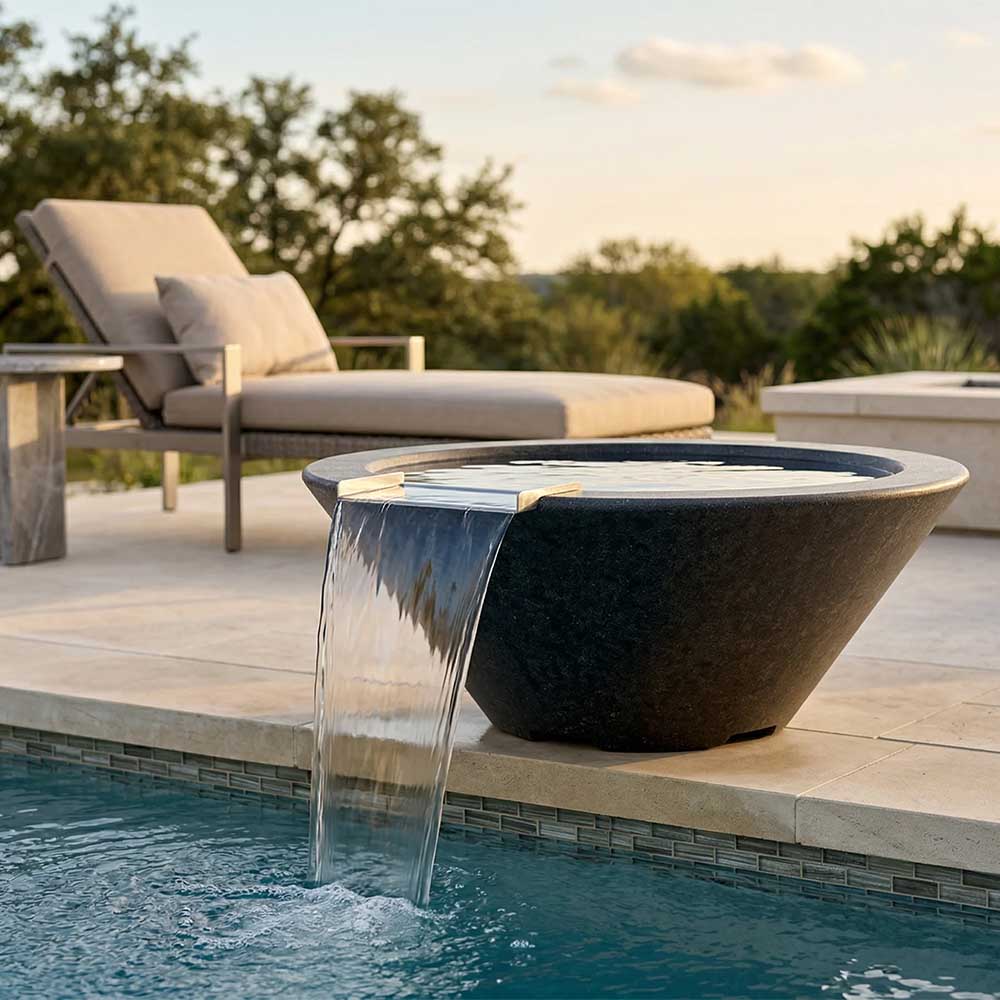 Prism Hardscapes Verona Small Concrete Gas Fire and Water Bowl, 24-Inch