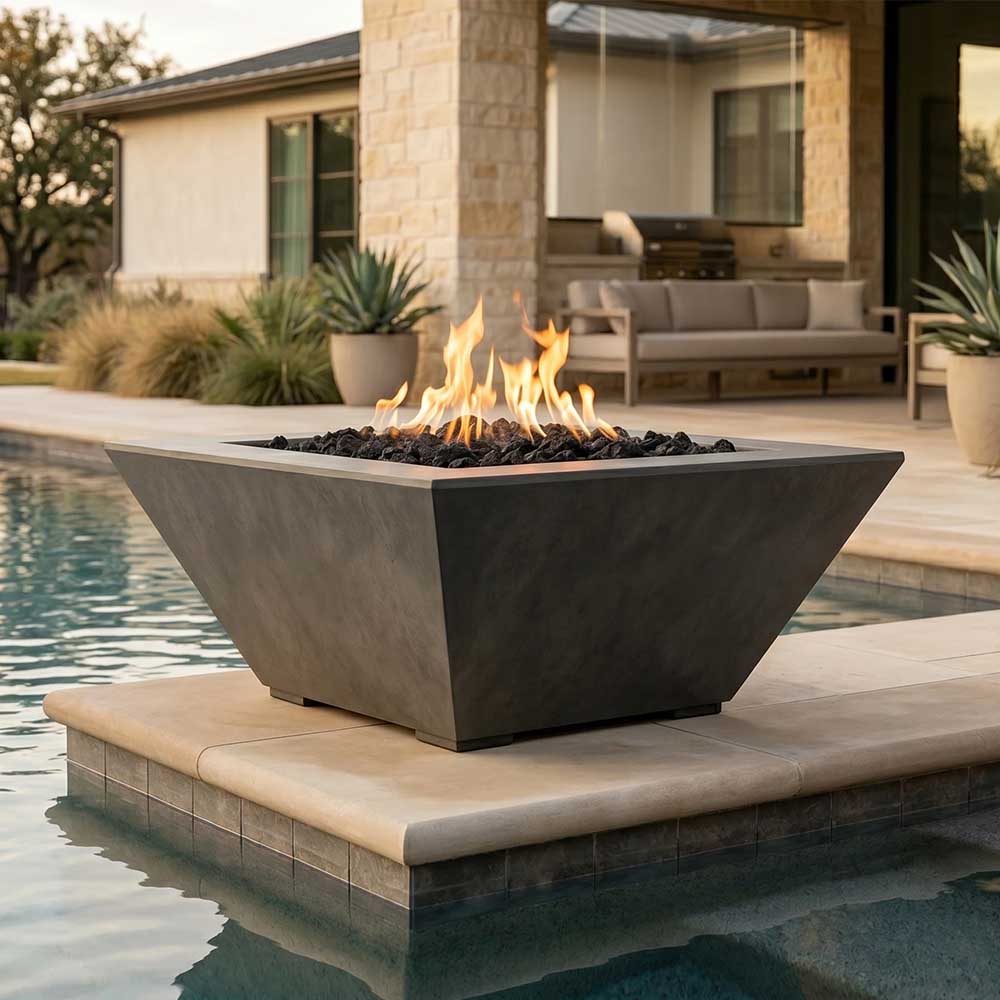 Prism Hardscapes Lombard Tall Concrete Gas Fire Pit, 32-Inch