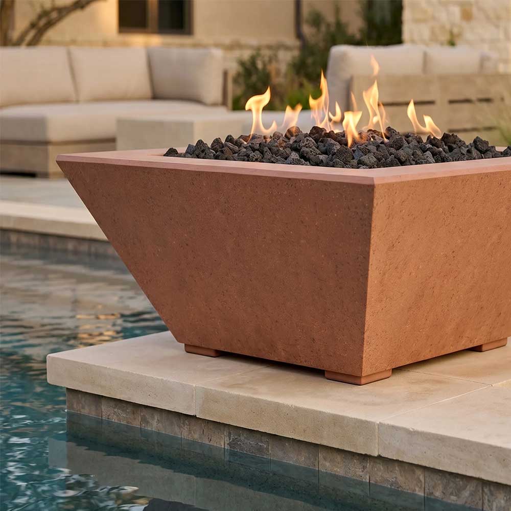 Prism Hardscapes Lombard Tall Concrete Gas Fire Pit, 32-Inch