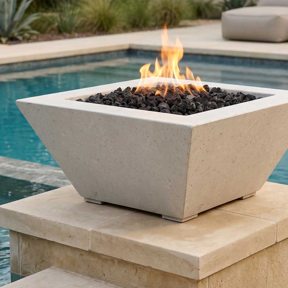 Prism Hardscapes Lombard Tall Concrete Gas Fire Pit, 32-Inch
