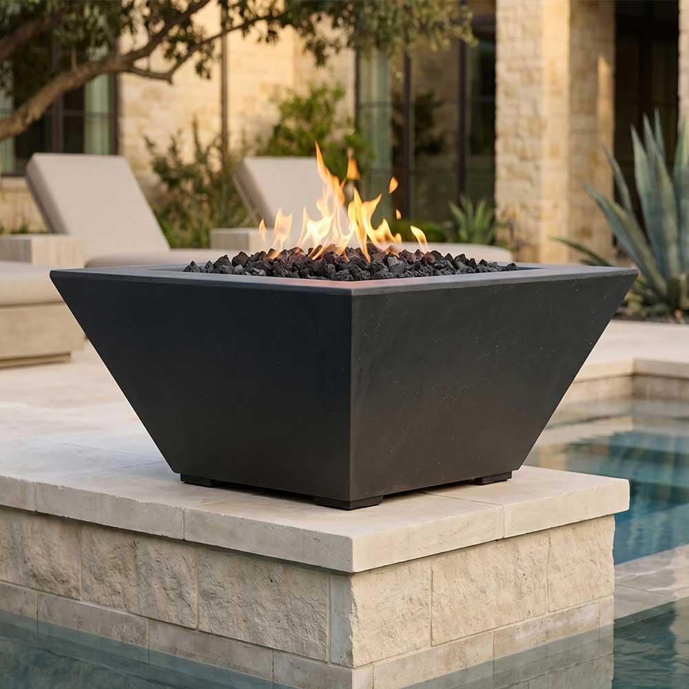 Prism Hardscapes Lombard Tall Concrete Gas Fire Pit, 32-Inch