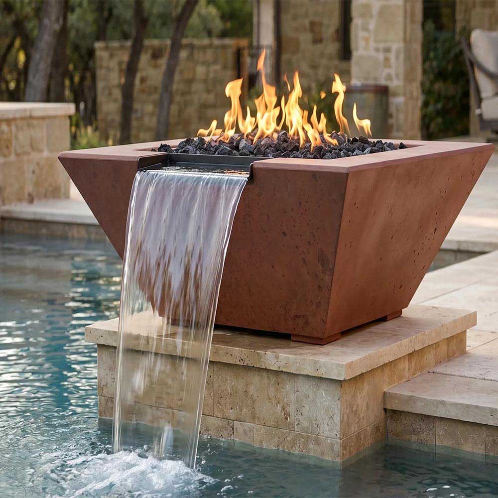 Prism Hardscapes Lombard Tall Concrete Gas Fire and Water Pit, 32-Inch