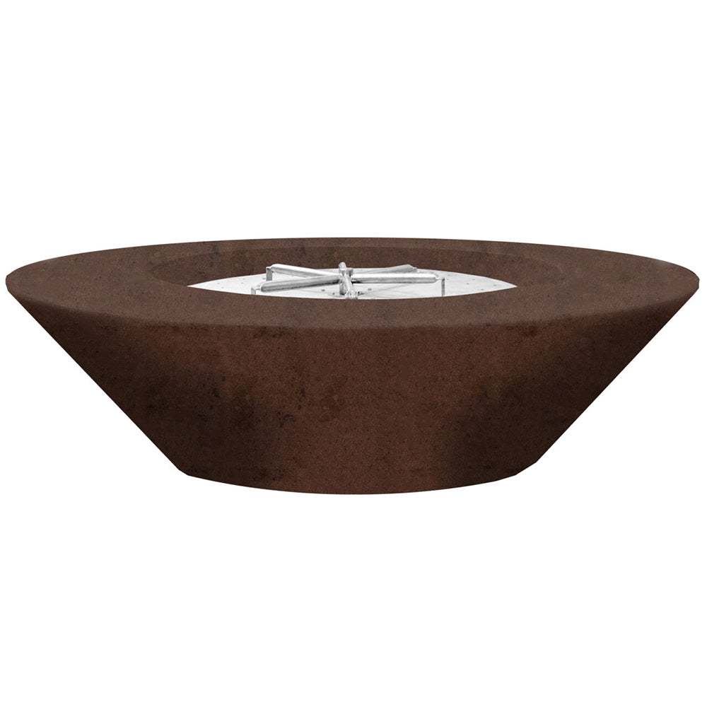 Concrete gas fire pit bowl with circular burner, cafe brown color, 60-inch size