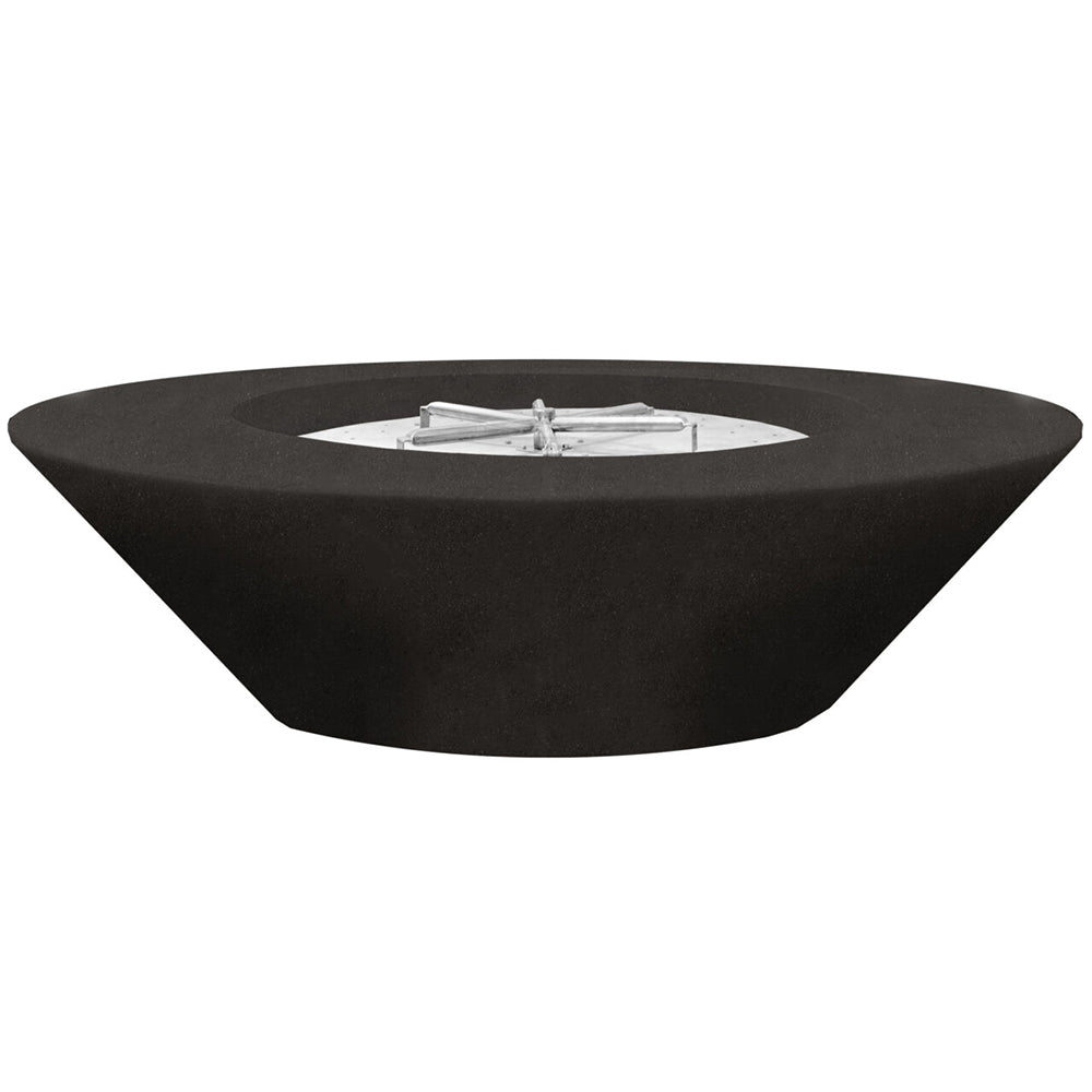 Concrete gas fire pit bowl with circular burner in dark charcoal, 60-inch size