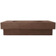 Concrete gas fire pit with rectangular burner opening, brown finish