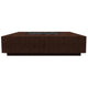 Concrete gas fire pit with rectangular burner opening, brown stone finish