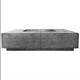 Top and front view of square concrete gas fire pit with burner opening.
