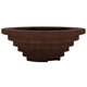 Concrete gas fire pit with round recessed burner and stacked base, brown finish