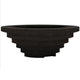 Concrete gas fire pit with round recessed burner and stacked base, black finish