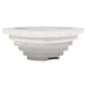 Concrete gas fire pit with round recessed burner and stacked base, white finish