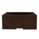 Concrete gas fire pit with open flame bowl and side handle cutout, dark brown finish.