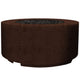 Cylindrical concrete gas fire pit with round burner opening, dark brown finish.