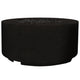Cylindrical concrete gas fire pit with round burner opening, black finish.