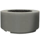 Cylindrical concrete gas fire pit with round burner opening, medium gray finish.