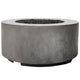 Cylindrical concrete gas fire pit with round burner opening, gray concrete finish.